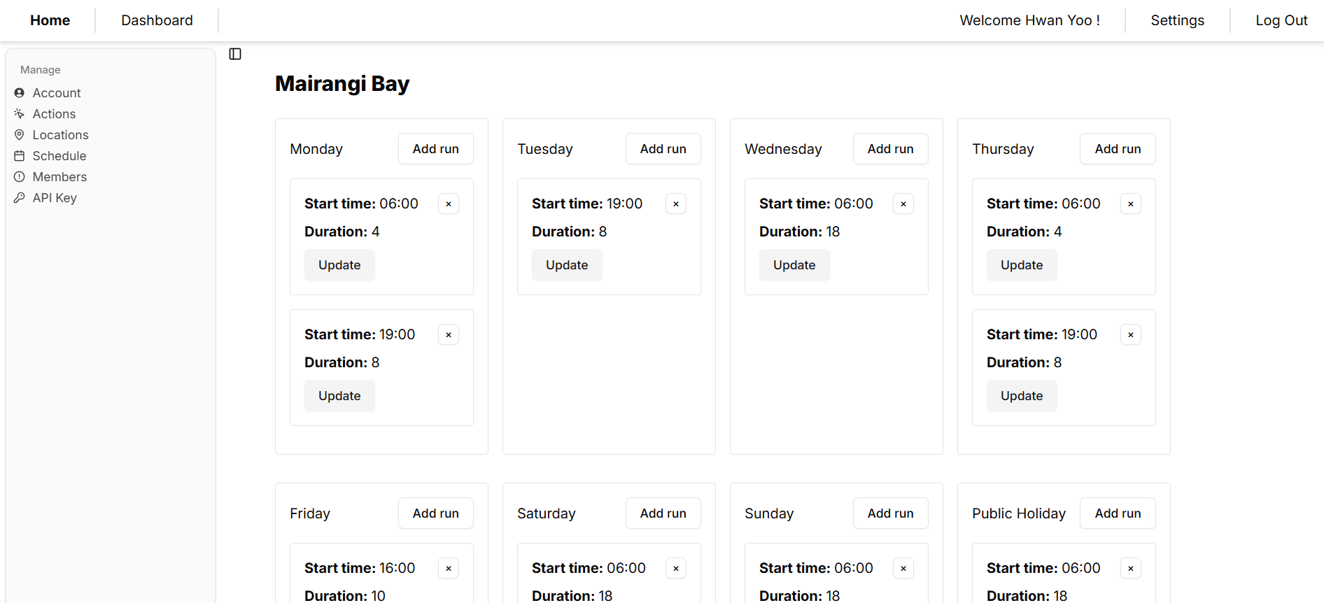 Manage Schedule